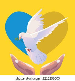 Ukraine no war, dove and heart, design