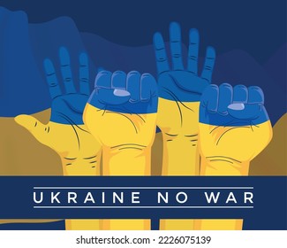 ukraine no war postcard with hands