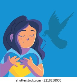 Ukraine no war, woman with heart, design