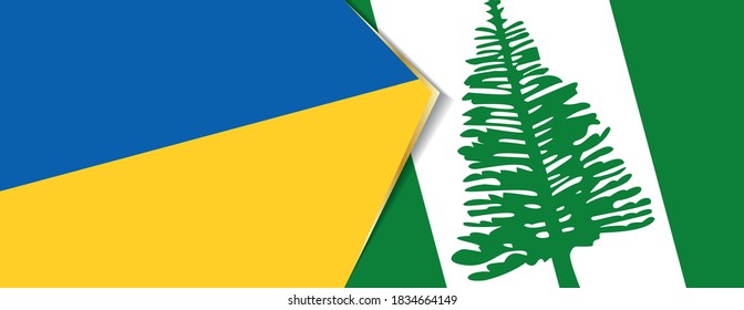 Ukraine and Norfolk Island flags, two vector flags symbol of relationship or confrontation.