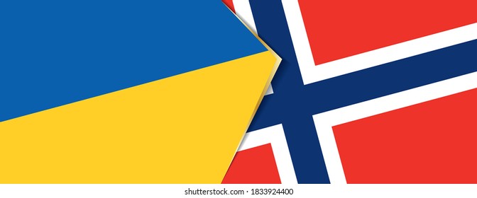 Ukraine and Norway flags, two vector flags symbol of relationship or confrontation.