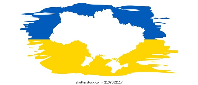 Ukraine auf dem Hintergrund der ukrainischen Flagge mit Blau und Gelb