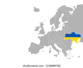 Ukraine on map Europe. Vector illustration.