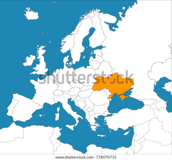 Ukraine On Map Europe Vector Illustration Stock Vector