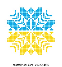 Ukraine ornament. - Pixel art. Abstract Ukrainian flag. Vector illustration.