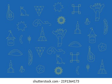 patrón de doodle de esquema ucraniano .fondo vectorial ucraniano