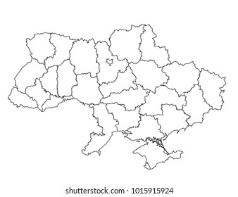 Ukraine outline map. detailed isolated vector country border contour map on white background.