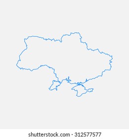 Ukraine outline map, stroke. Line style. Vector EPS8