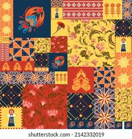 Ukraine. Ukraine pattern with abstract modern vector design. Ukrainian sunflower, emblem, symbol. Peace, stay with Ukraine.