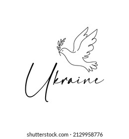 Ukraine peace Vector flat illustration on white background concept. Flying bird pigeon as a symbol of peace
