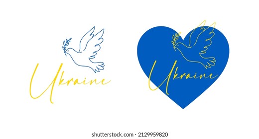 Ukraine peace Vector flat illustration on white background concept. Flying bird pigeon as a symbol of peace