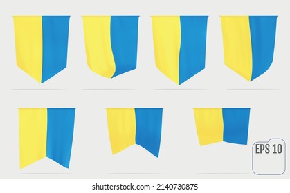 Ukraine pennants. National Ukrainian yellow blue tapestries. Ukraine gobelins. Vector set 