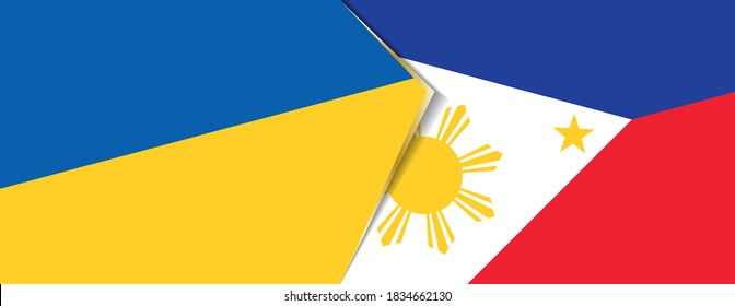 Ukraine and Philippines flags, two vector flags symbol of relationship or confrontation.