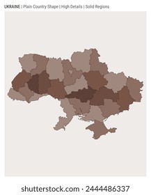 Ukraine plain country map. High Details. Solid Regions style. Shape of Ukraine. Vector illustration.