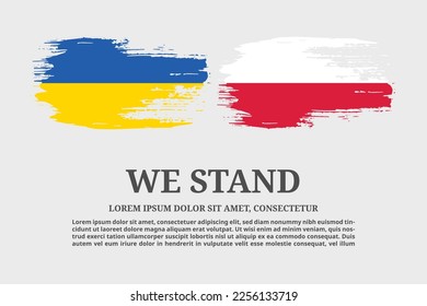 Ukraine und Polen: Flaggen-Grunge-Pinsel und Textposter, Vektorgrafik