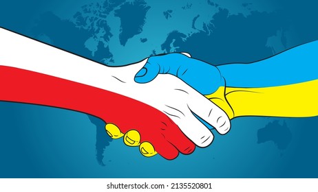 Ukraine and Poland make an arrangement. Handshake Ukraine and Poland. Ukraine–Poland relations. 