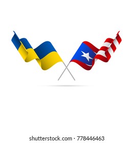 Ukraine and Puerto Rico flags crossed. Vector illustration.