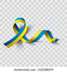 Ukraine Ribbon Flag. Mourning Ribbon Flag. Vector Illustration.