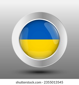 Ukraine round flag metal button background