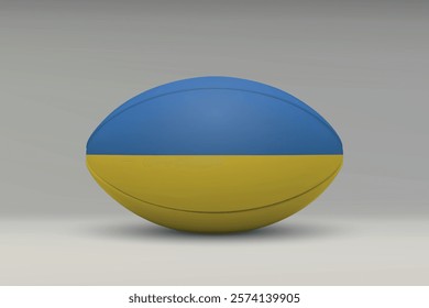 Ukraine rugby ball featuring the national flag design on a gray background