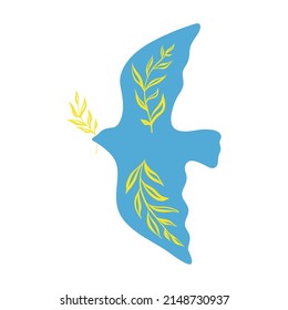 Ukraine russia conflict. Flag of Ukraine in the form of a dove of peace. The concept of peace in Ukraine. Vector illustration isolated on white background