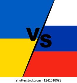 Ukraine and Russia flags back