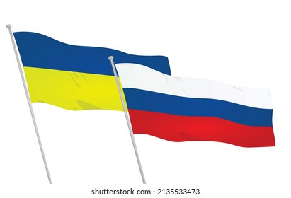 Ukraine and Russia flags. vector
