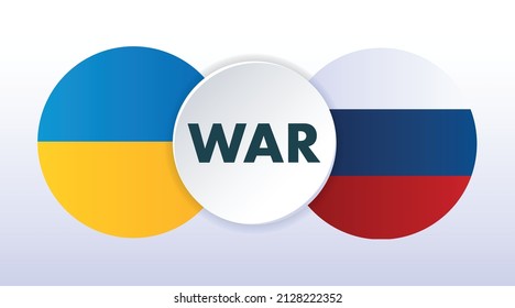 Ukraine and Russia war flat vector illustration. Ukraine and Russia military conflict. 