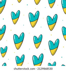 Ukraine seamless pattern decorated with hearts and flags. wrapping paper, wallpaper, scrapbooking, textile prints, etc. EPS 10