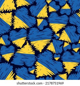 Ukraine seamless pattern.Vector pattern with national Ukraine colors.Yellow and blue background.Ukraine flag.Ukraine pattern