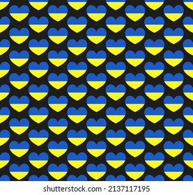 Ukraine nahtloser Vektorhintergrund. Herz formt ukrainische Nationalfarben blau gelb. Wiederholen von Mustern. Unterstützung der Ukraine. EPS10