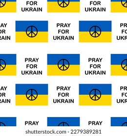 Ukraine nahtloser Vektorhintergrund.  Ukrainische Flagge Nationalfarben blau gelb. Wiederholen von Mustern. Unterstützung der Ukraine vor dem Hintergrund. ukrainisch beten