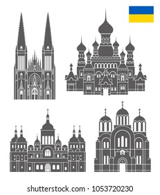 Ukraine set. Isolated Ukraine architecture on white background. EPS 10. Vector illustration

