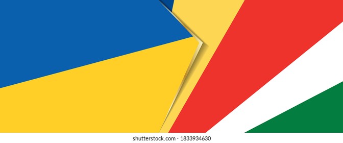 Ukraine and Seychelles flags, two vector flags symbol of relationship or confrontation.