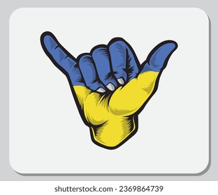 Ukraine Shaka Hand Good Vibes Flag
