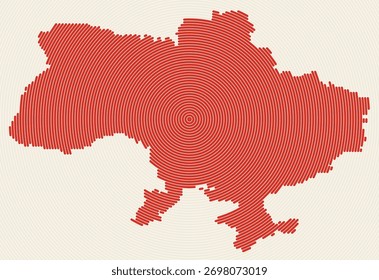 Ucrania forma anillos. Mapa de Country formado por círculos apilados. Diseño de forma de frontera de Ucrania. Ilustración vectorial moderna.