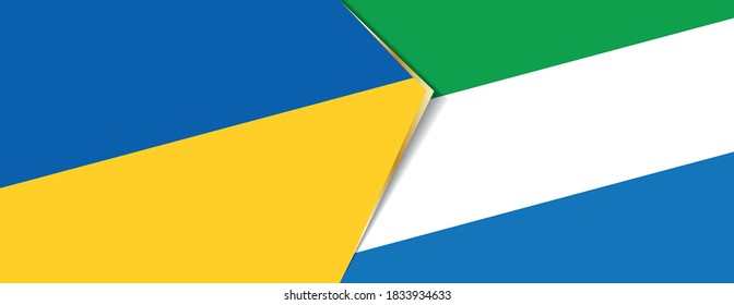 Ukraine and Sierra Leone flags, two vector flags symbol of relationship or confrontation.