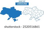 Ukraine simple vector map and outline style illustration set