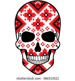 ukraine skull  national pattern,folk,vintage