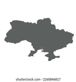 Ukraine - smooth grey silhouette map of country area. Simple flat vector illustration.