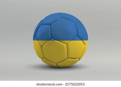Ukraine soccer ball featuring the national flag design on a gray background