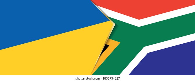 Ukraine and South Africa flags, two vector flags symbol of relationship or confrontation.