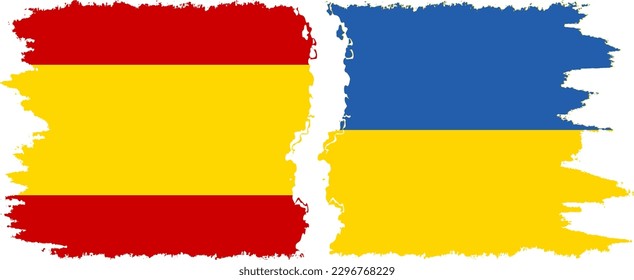 Ukraine and Spain grunge flags connection, vector