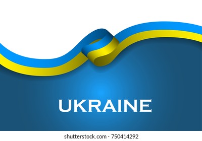 Ukraine sport style flag ribbon classic style. Vector Illustration
