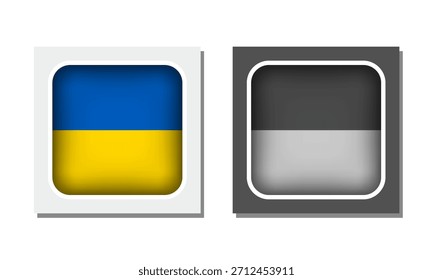 Icono de bandera redondeada cuadrada de Ucrania