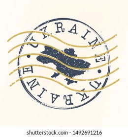 Ukraine Stamp Postal. Map Silhouette Seal. Passport Round Design. Vector Icon. Design Retro Travel.