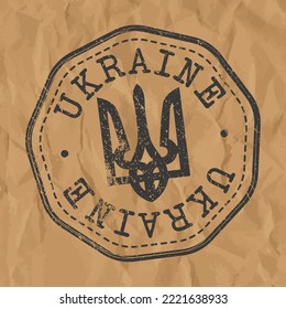 Ukraine Stamp Travel Passport. Design Retro Symbol Country. Old Vintage Postmark.
