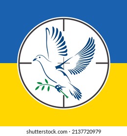 Die Ukraine beendet den Krieg. Bete für den Frieden in der Ukraine. Kein Krieg. Taube des Friedens. Vektorgrafik