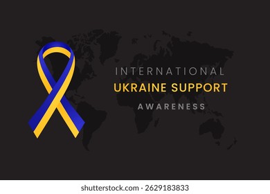 Ukraine Support Awareness day background design with Yellow and blue silk ribbon.