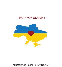Ukraine support, pray for Ukraine symbol with Ukraine flag and heart  , vector illustration 